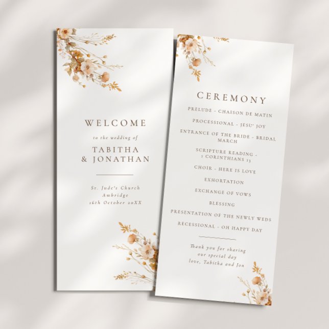 Programa de Casamento de Flores Selvagens Castanho (Criador carregado)