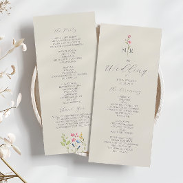 Programa de Casamento de Flores Silvestres Boho Ch