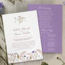 Programa de casamento de flores silvestres e gramí