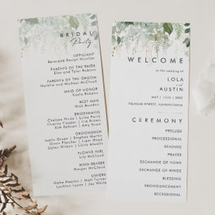 Programa de Casamento de Folha Dourada e Verde