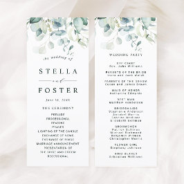 Programa de Casamento de Folhagem Verde Elegante