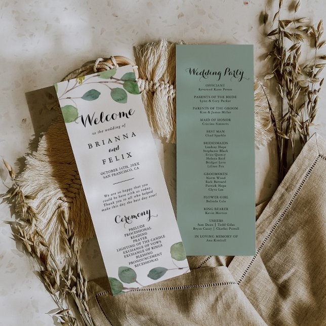 Programa de Casamento de Foliagem Eucalyptus Green (Criador carregado)