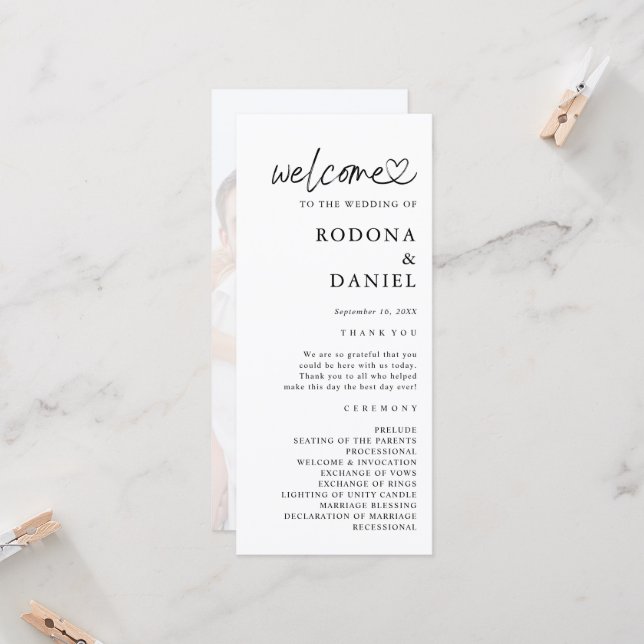 Programa de Casamento de Foto Minimalista Moderno (Frente/Verso In Situ)