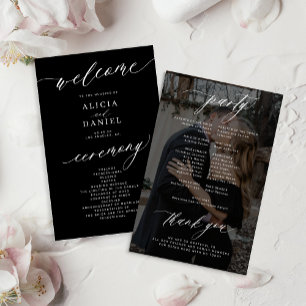 Programa de casamento de foto preto elegante orçam
