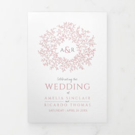 Programa de casamento de fotos de monograma rosa-p