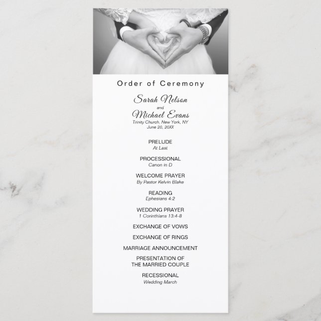 Programa de Casamento de Fotos Tradicional Elegant (Frente)