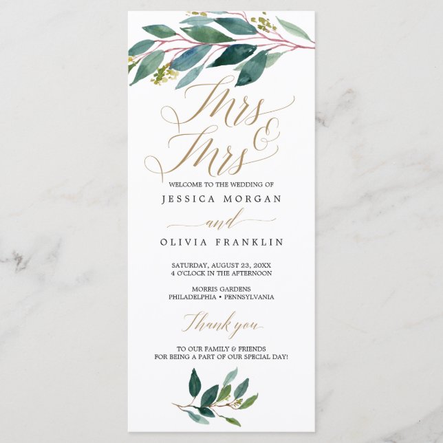 Programa de Casamento de Gay - Sra. e Sra. Garden  (Frente)