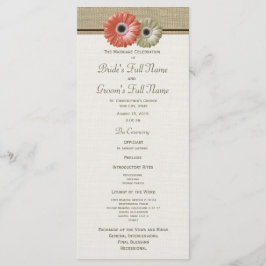 Programa de Casamento de Gerbera Daisy Coral e Mar