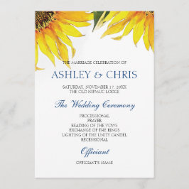 Programa de Casamento de Girassol Amarelo