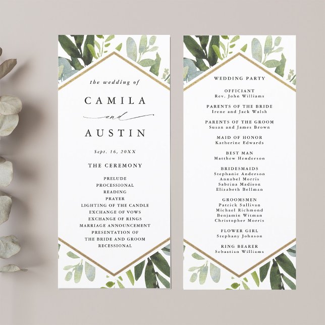 Programa de Casamento de Hexágonos Dourados com Mo (Front & Back)