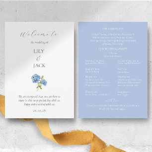Programa de Casamento de Hydrangea Azul e Branca d