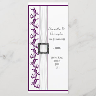 Programa de casamento de igreja branca e roxa