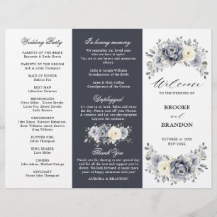 Programa de casamento de inverno cinza prateado ma