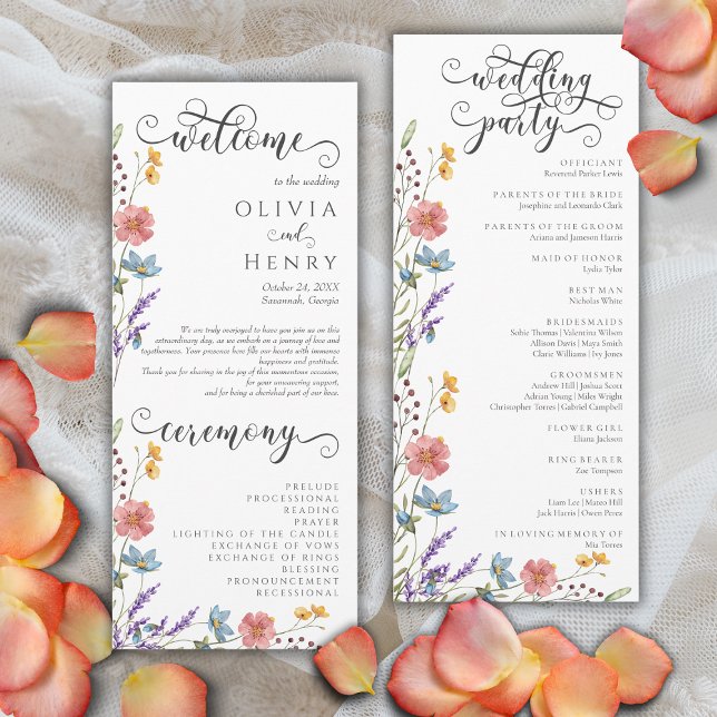 Programa de Casamento de Jardim de Flores Silvestr (Criador carregado)