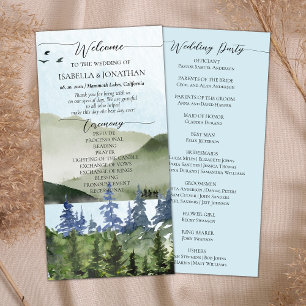 Programa de Casamento de Lago Watercolor Nature Mo
