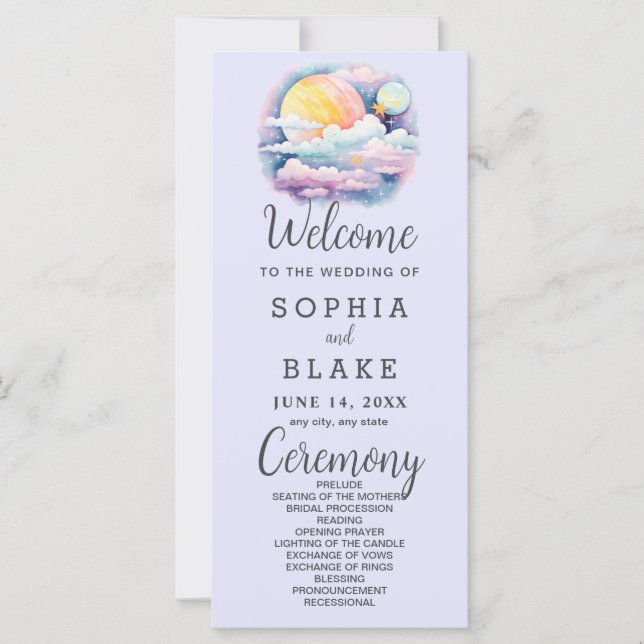 Programa de Casamento de Lavandas das Estrelas Cel (Frente)