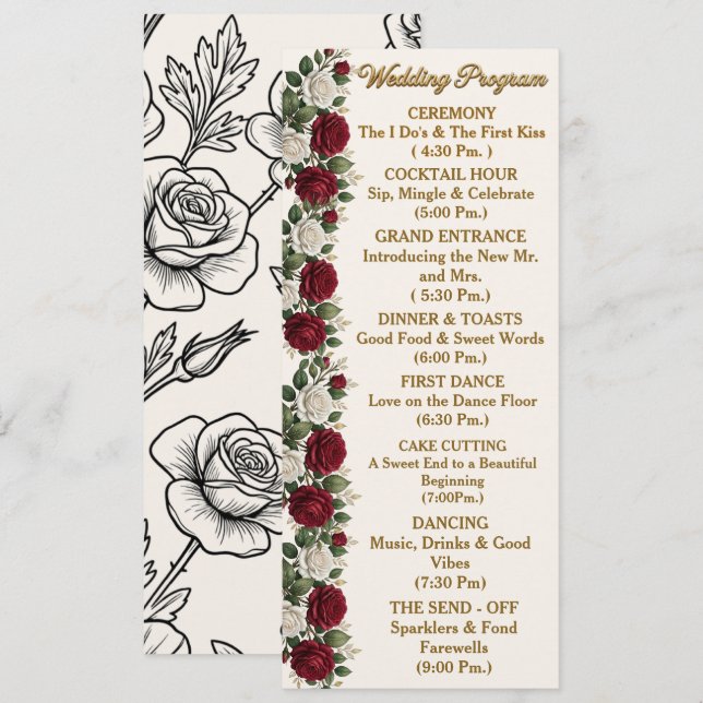 Programa de Casamento de Luxo com Rosa de Nova Yor (Frente/Verso)