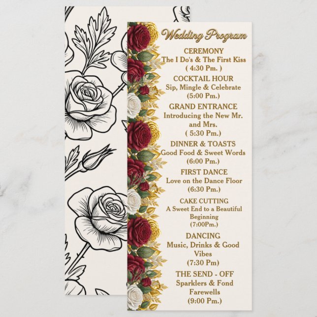 Programa de Casamento de Luxo com Rosa de Nova Yor (Frente/Verso)