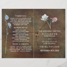 Programa de Casamento de Madeira de Oak de Wildflo