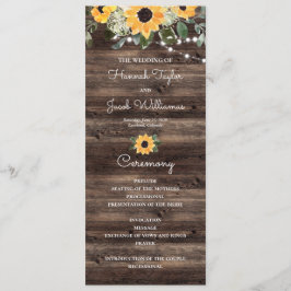 Programa de Casamento de Madeira Eucalyptus Sunflo