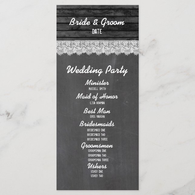 Programa de Casamento de Madeira Negra (Frente)