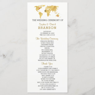 Programa de Casamento de Mapa do Mundo Dourado de