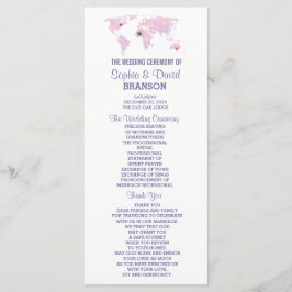 Programa de Casamento de Mapa Mundial de Aquarelas