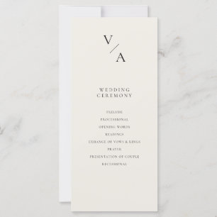 Programa de Casamento de Marfim do Monograma Moder
