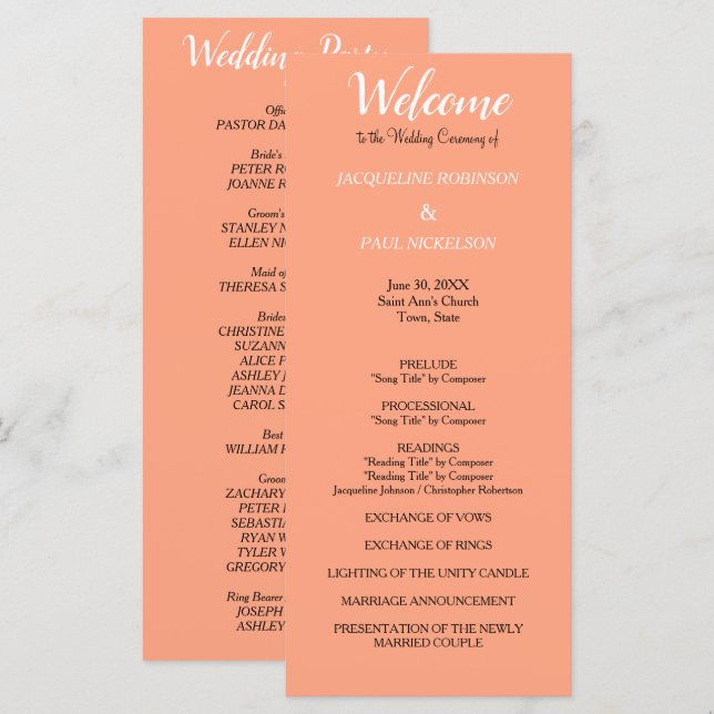 Programa de Casamento de Melão Cantalupo (Frente/Verso)
