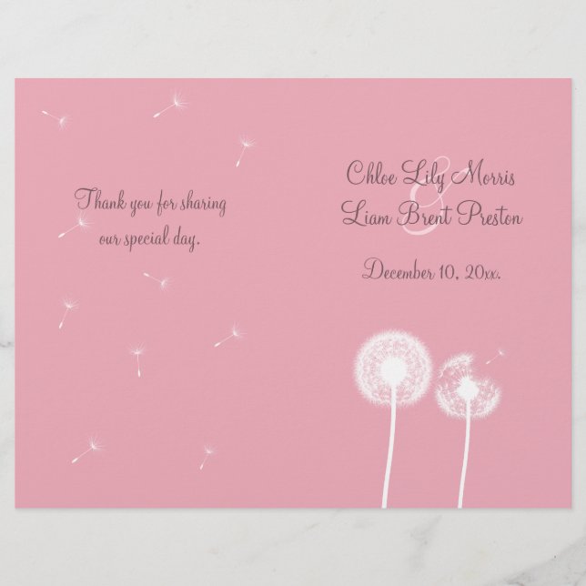 Programa de Casamento de Melhores Desejos Rosa (Frente)