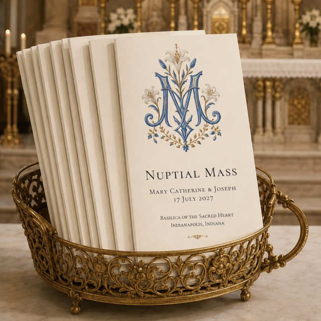 Programa de Casamento de Missa Nupcial com Monogra (Criador carregado)
