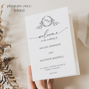 Programa de Casamento de Monograma do Elegante