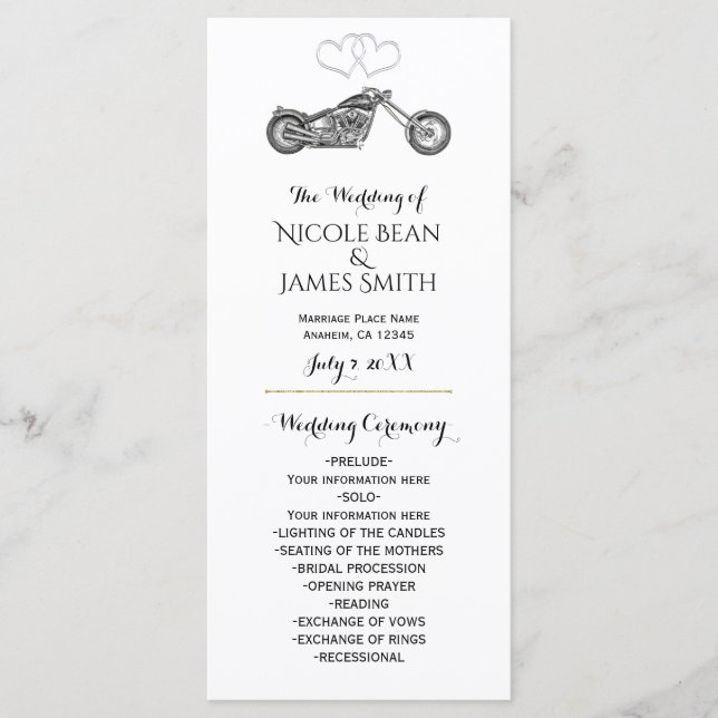 Programa de Casamento de Motoqueiro com Corações d (Frente)