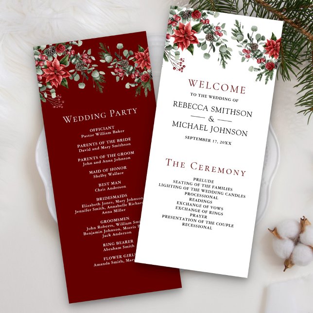 Programa de Casamento de Natal Floral Pine Poinset (Criador carregado)