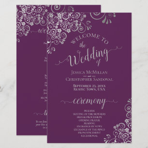 Programa de Casamento de Orçamento de Roxo e Prata