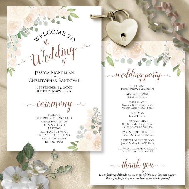 Programa de Casamento de Orçamento Floral do Blush (In Situ Front and Back)