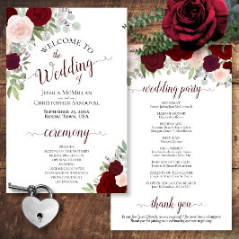 Programa de Casamento de Orçamento Floral Vermelho