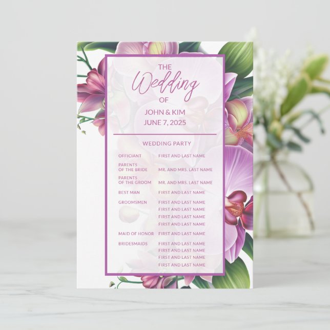 Programa de Casamento de Orquídeas Florais (Em pé/Frente)