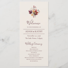 Programa de Casamento de Outono com Folha de Bordo