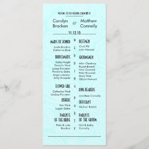 Programa de Casamento de Paisley Azul Moderno Chic