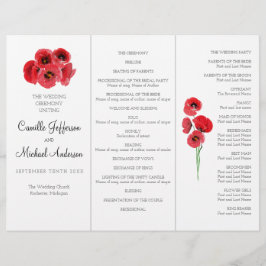 Programa de casamento de papoilas vermelhas