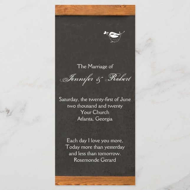 Programa de Casamento de Pássaros com Amor em Quad (Frente)