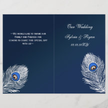 Programa de Casamento de Pavão Azul Elegante