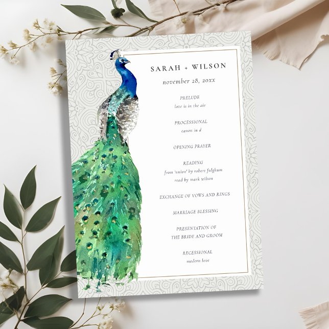 Programa de Casamento de Peacock com Aquarela Orna (Criador carregado)
