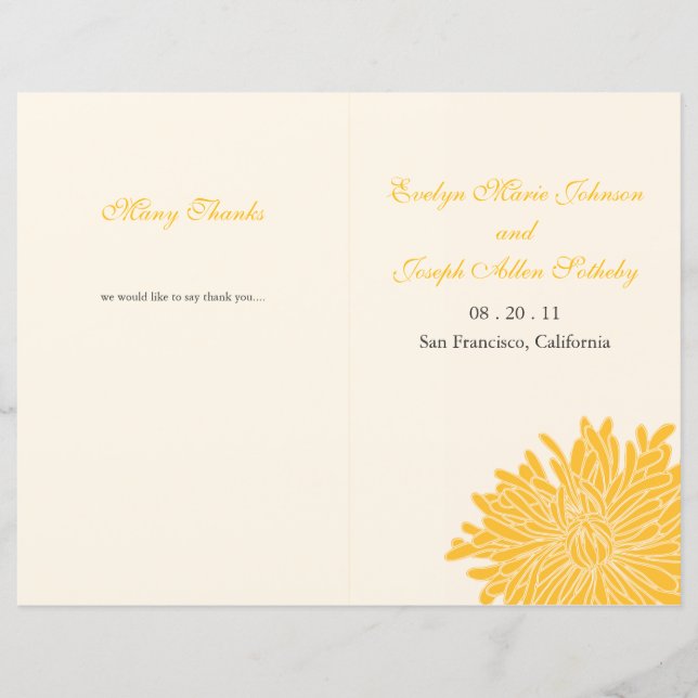 Programa de Casamento de Peeking Chrysanthemum (Frente)