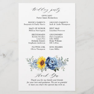 Programa de Casamento de Pêmonas Azuis e Derramad