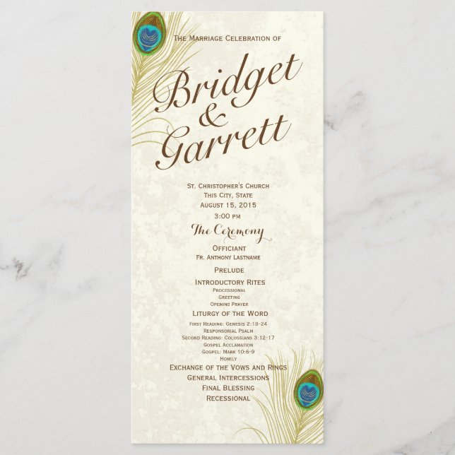 Programa de Casamento de Penas de Penas de ouro (Frente)