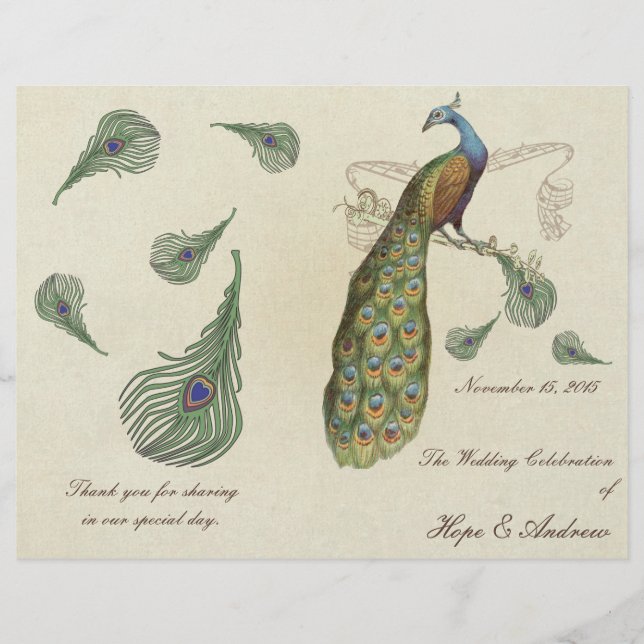 Programa de Casamento de Penas de Penas de Peacock (Frente)