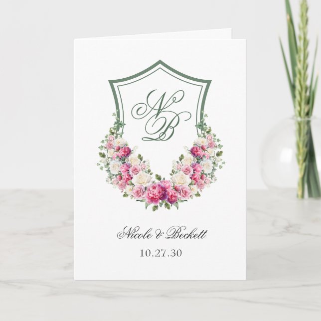 Programa de Casamento de Peste Floral Rosa (Frente)