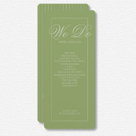 Programa de Casamento de Pinstripe Verde Elegante